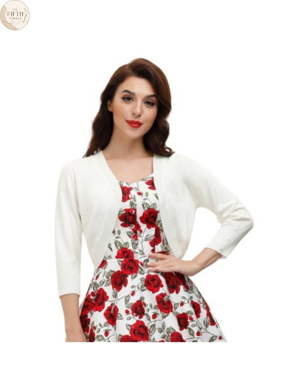 Bolero Shrug Cropped Cardigan 3/4 Sleeve Open Front Ribbed Cuffs
